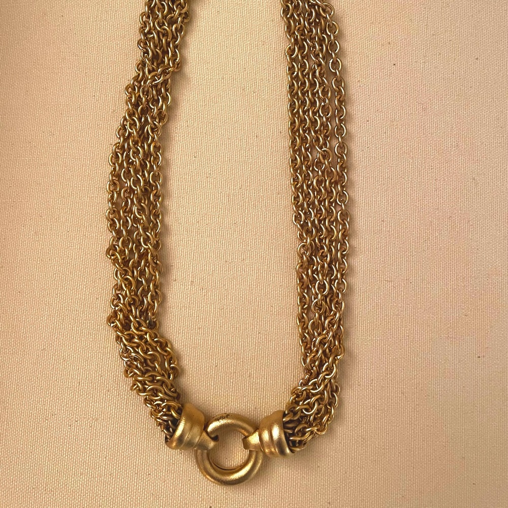 Classic Gold Chain Strand Necklace with Circle Clasp